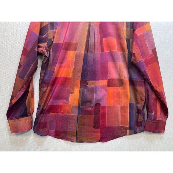 Mine Women's Button Down Shirt Long Sleeve Size XL Multicolor Plaid Lightweight - Picture 9 of 10